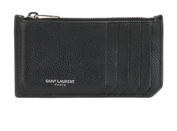 Saint Laurent Zipped Card Holder, Leather, Black, MII, 2*